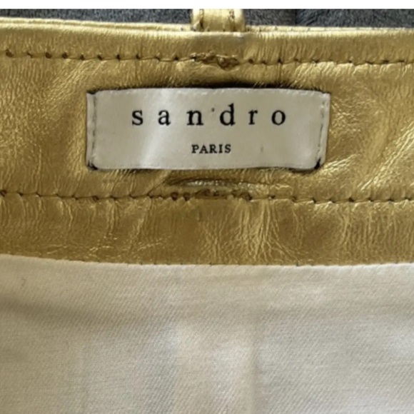 SANDRO Gold Metallic Snap Button Front Skirt - Picture 4 of 8